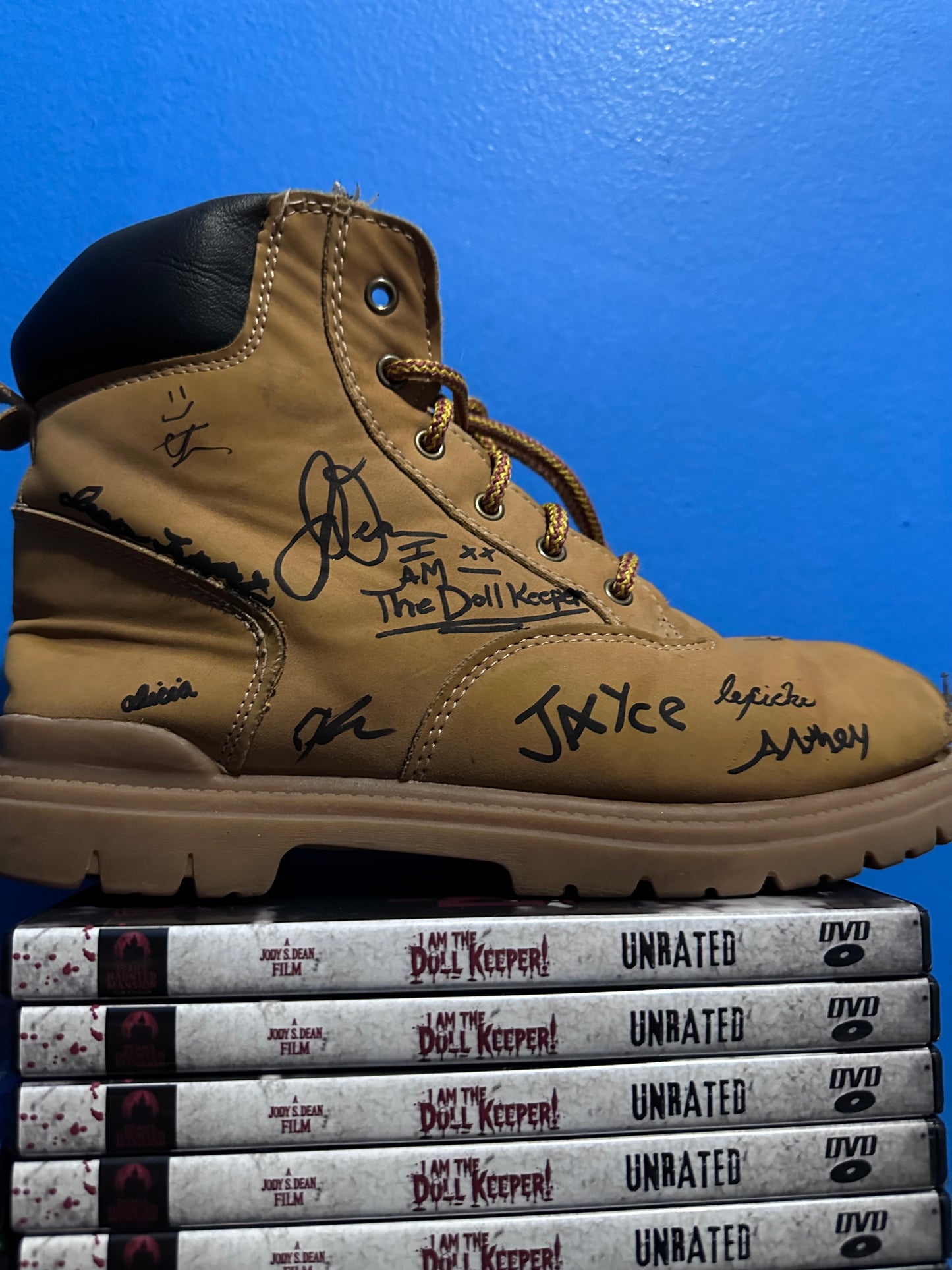 Screen Used Right Boot (I Am The Doll Keeper) w/COA, Cast Signed