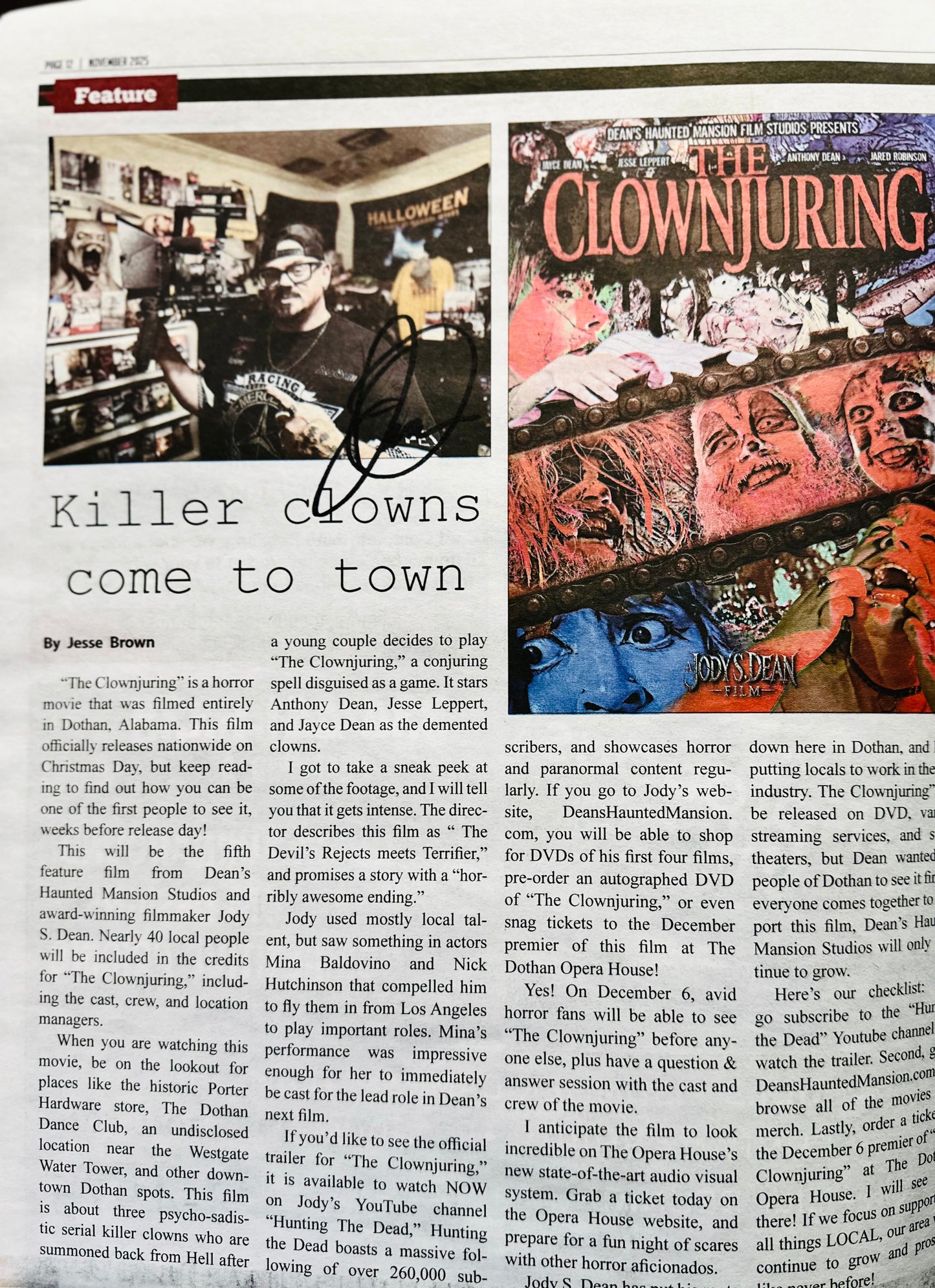 Local Newspaper Article on Jody S. Dean (Hand Signed)